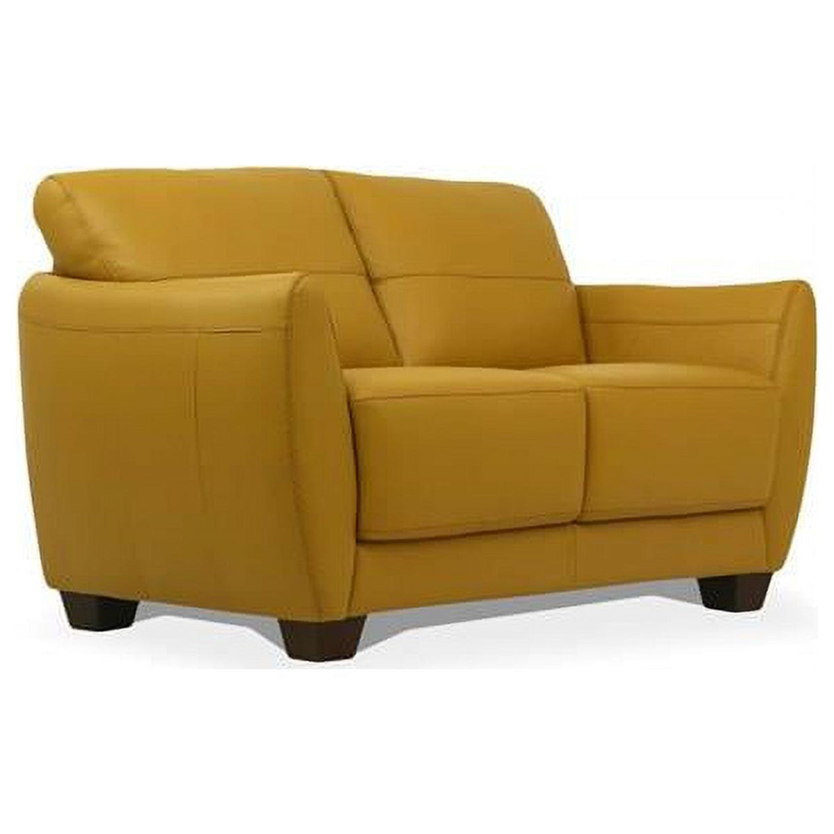 Mustard & Black Leather Love Seat H99431