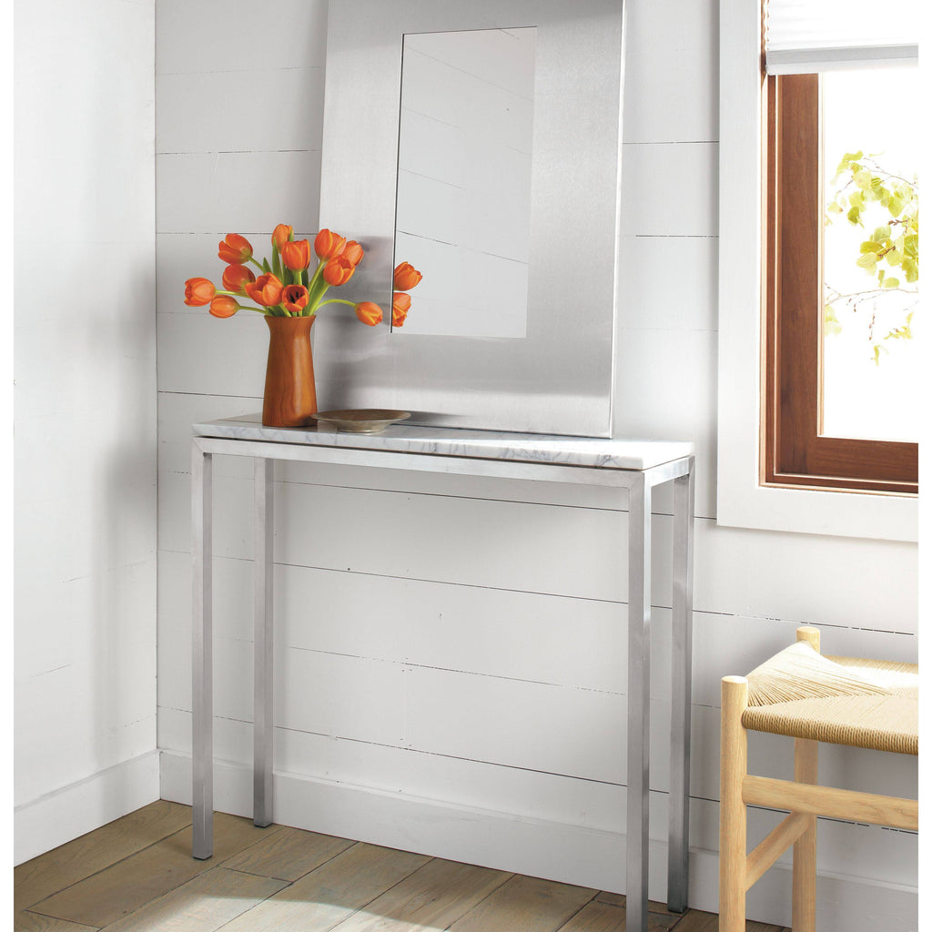 Clear Tempered Glass Console Table with Stainless Steel Frame X79855