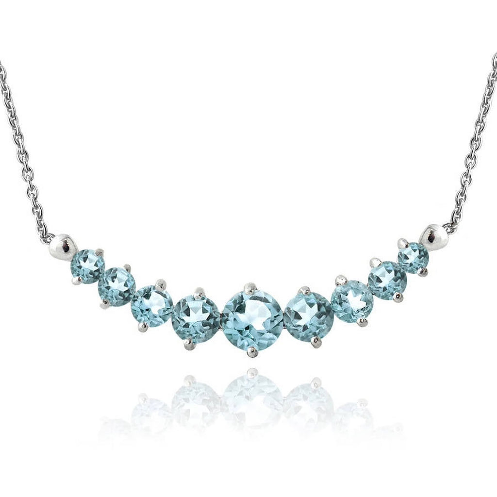 Blue Topaz Sterling Silver Graduated Necklace Z3627