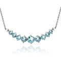 Blue Topaz Sterling Silver Graduated Necklace Z3627