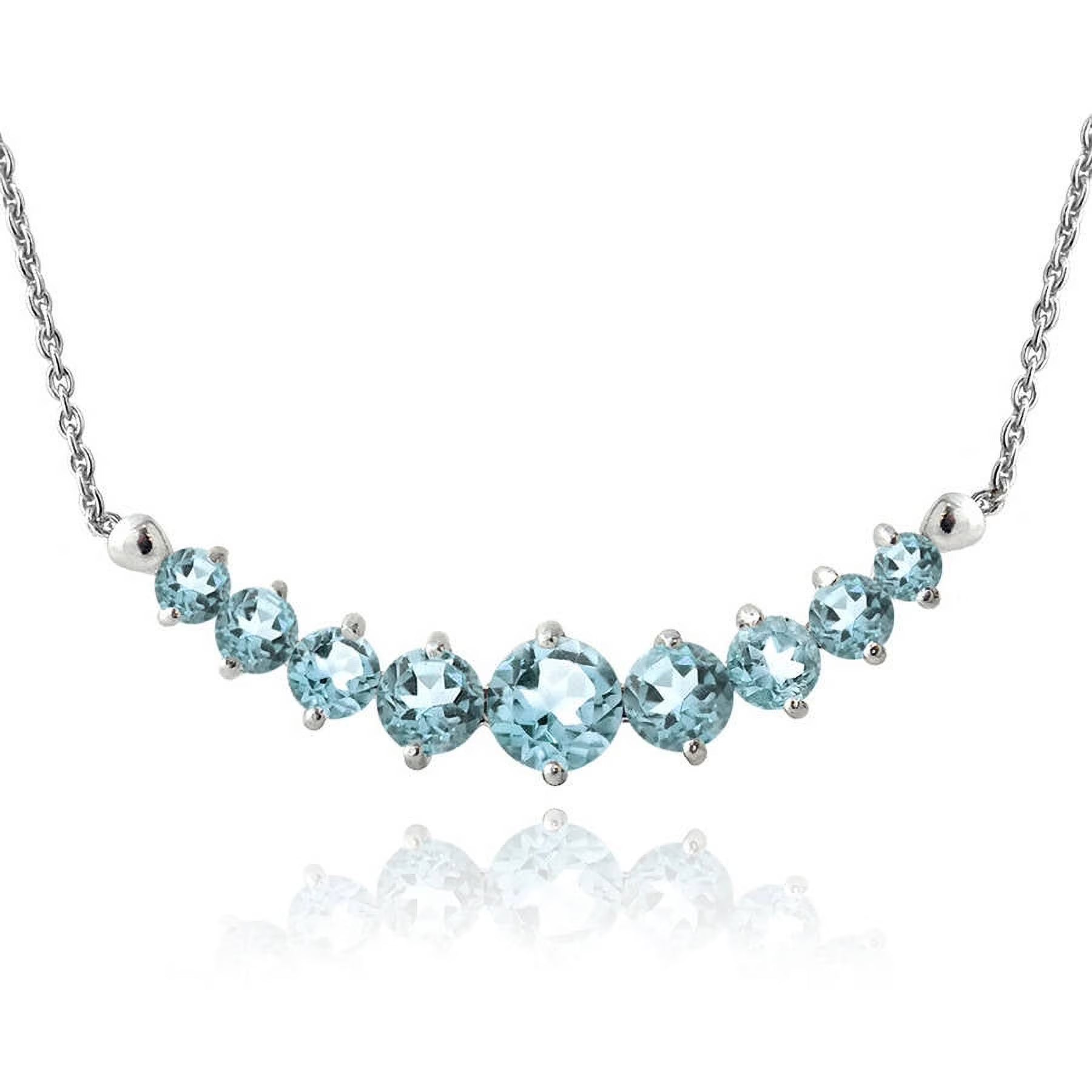 Blue Topaz Sterling Silver Graduated Necklace Z3627