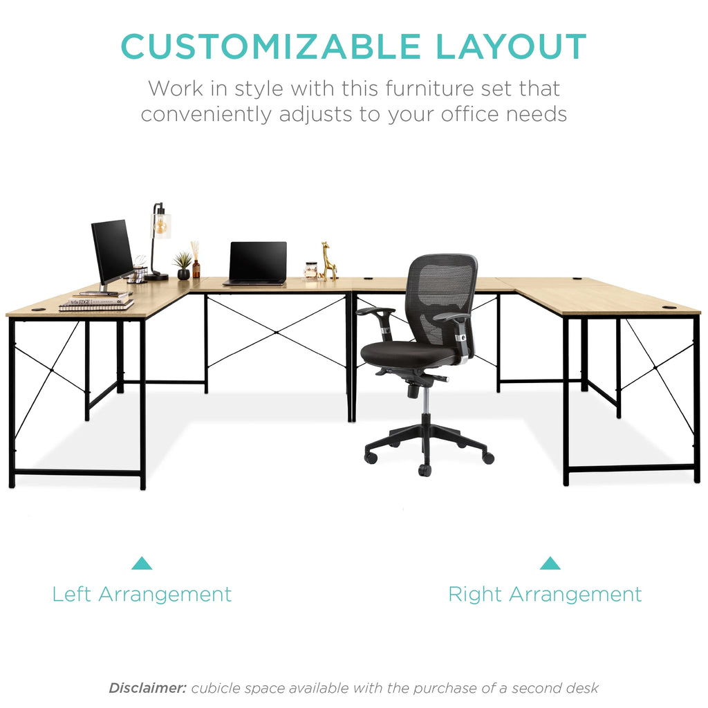 Oak/Black Modular L-Shaped Desk T75034