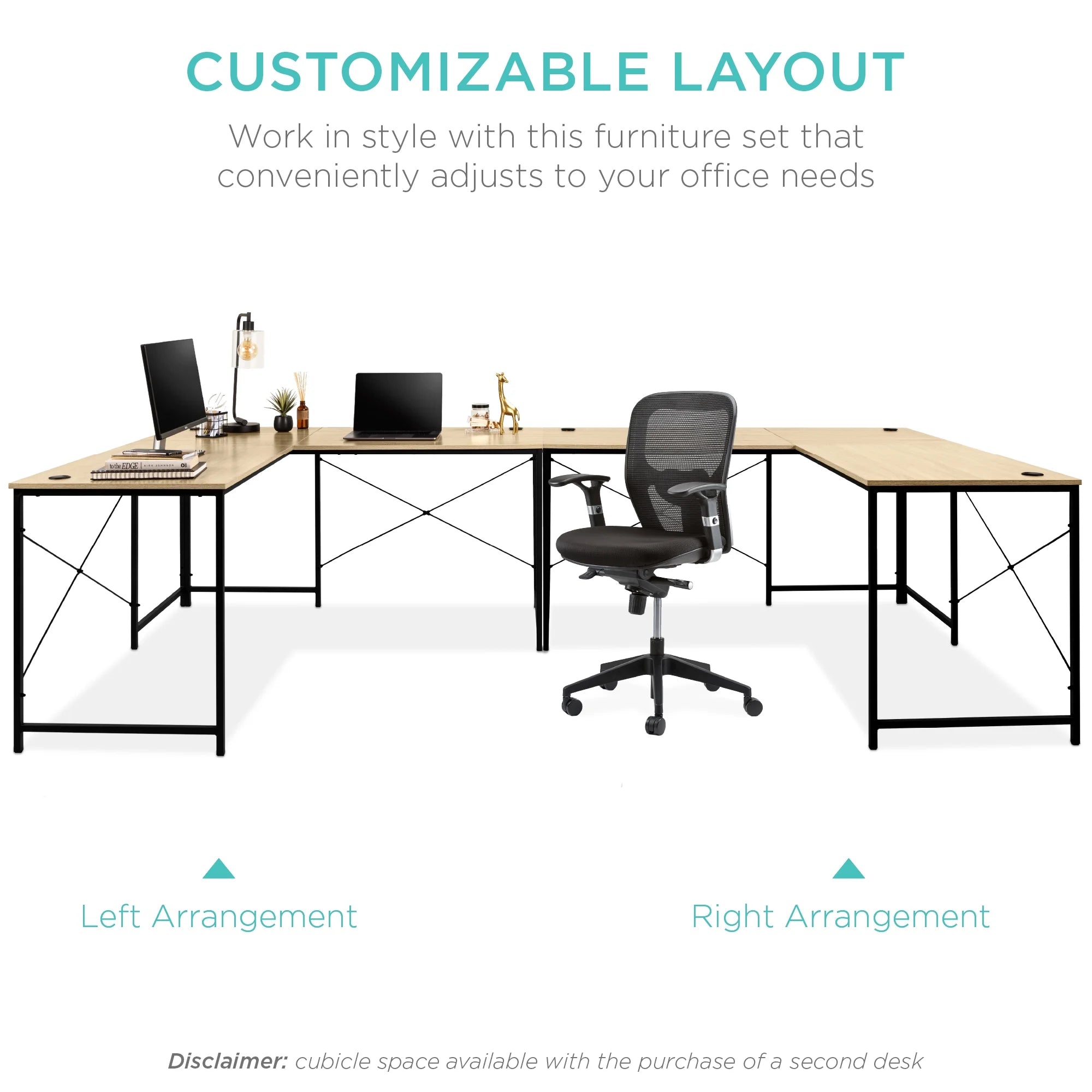 Oak/Black Modular L-Shaped Desk T75034