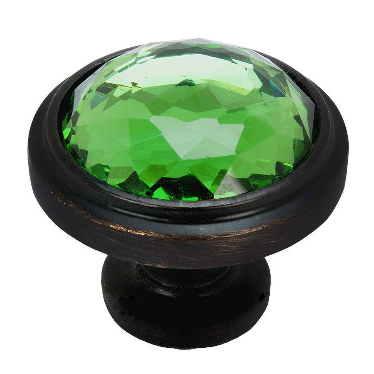 Oil Rubbed Bronze Round Knob with Emerald Glass - 20 Pack M23170
