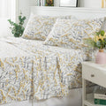 White Printed Cotton Bed Sheets, 4 Pcs, Full D211385