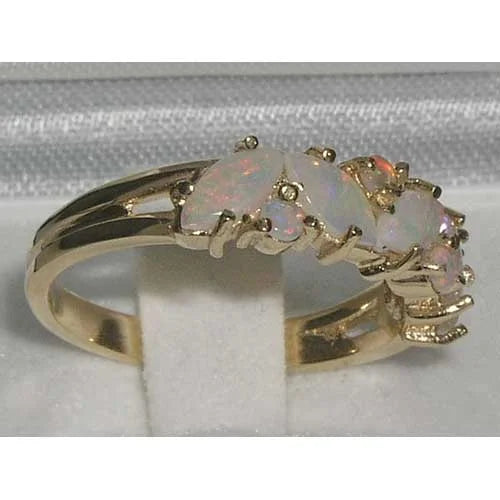 14k Yellow Gold Natural Opal Eternity Ring J83412