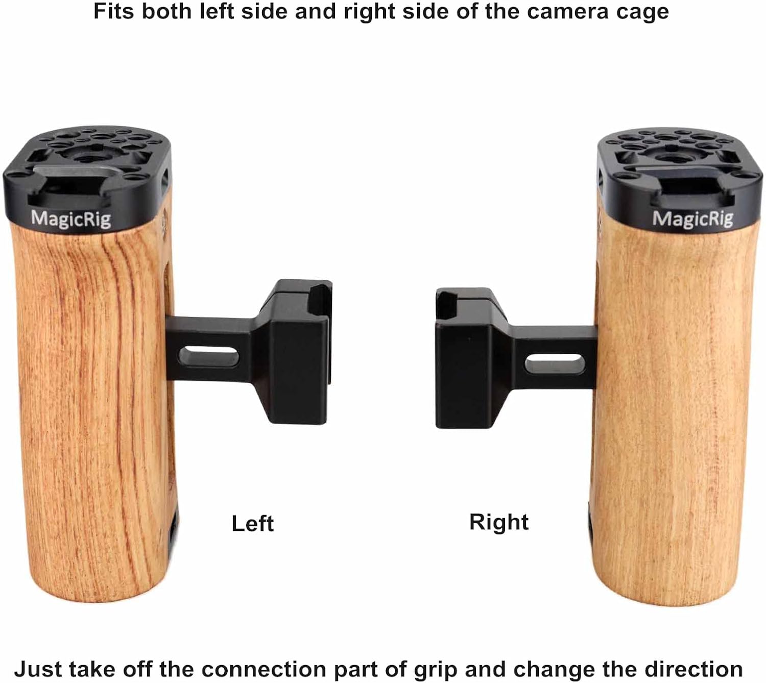 Adjustable Wooden Handle Grip with Cold Shoe Mount S6698