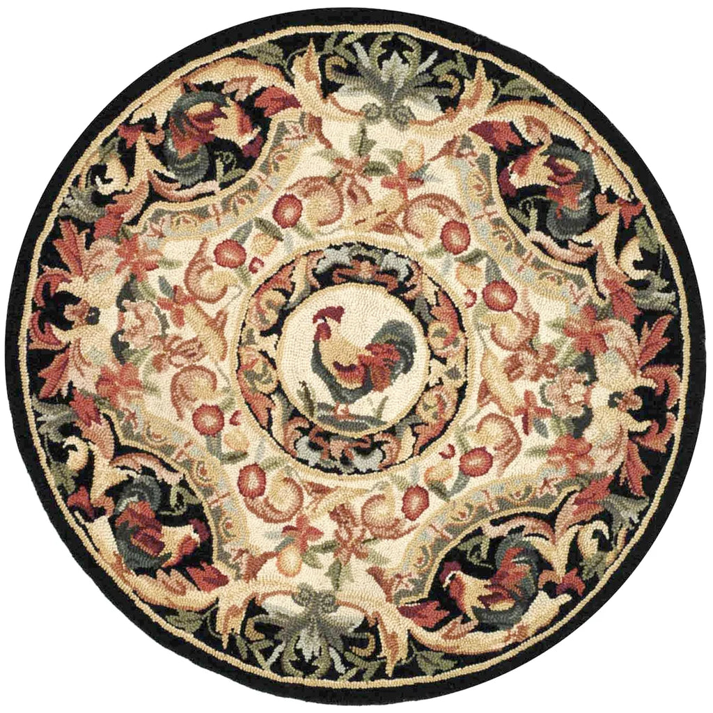 Ivory/Black Wool Novelty Area Rug S3415
