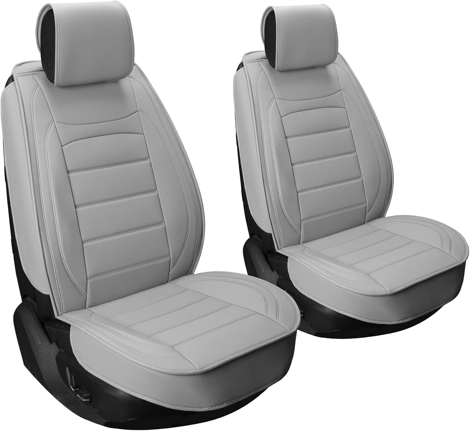 Black 2Pcs Waterproof Leatherette Car Seat Covers Y95814
