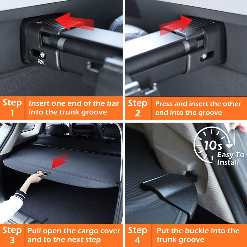 Black Retractable Rear Cargo Cover Pack of 2 T834050