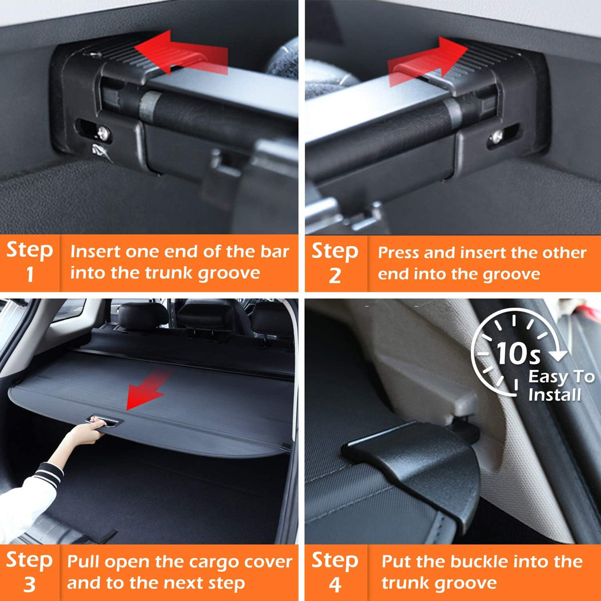 Black Retractable Rear Cargo Cover Pack of 2 T834050