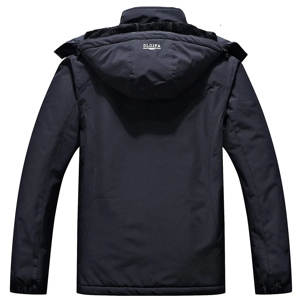 Men's Fleece Lined Winter Jacket Water Repellent Windbreaker Outdoor Warm Snow Coat with Detachable Hood C4821