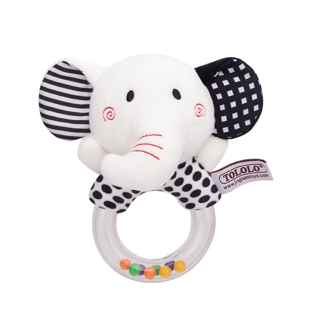 Black and White Plush Baby Rattle Set of 2 J997