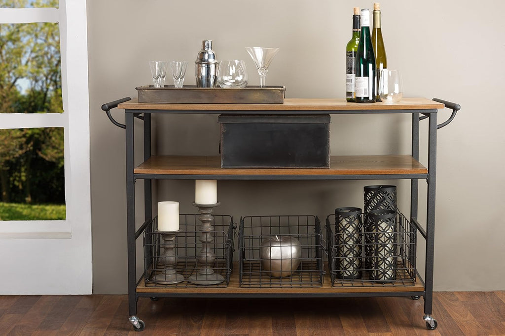 Brown Wood and Metal Kitchen Cart G40163