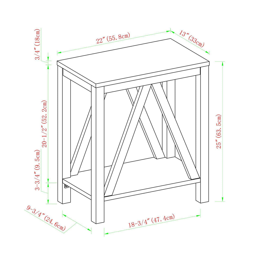White Faux Marble/Natural Walnut Open Storage Side Table I3569