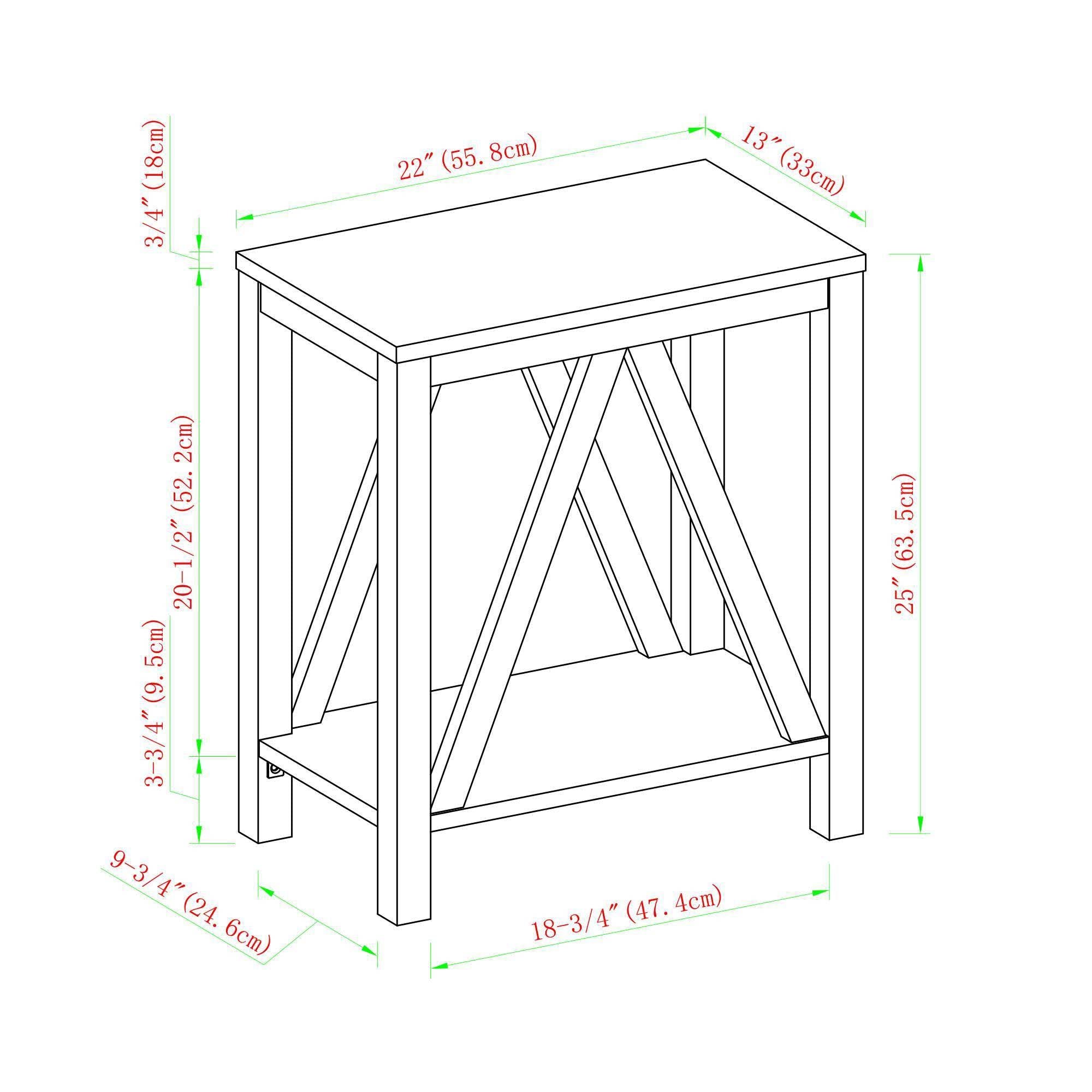 White Faux Marble/Natural Walnut Open Storage Side Table I3569