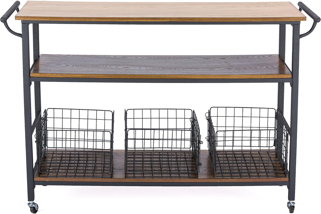 Brown Wood and Metal Kitchen Cart G40163