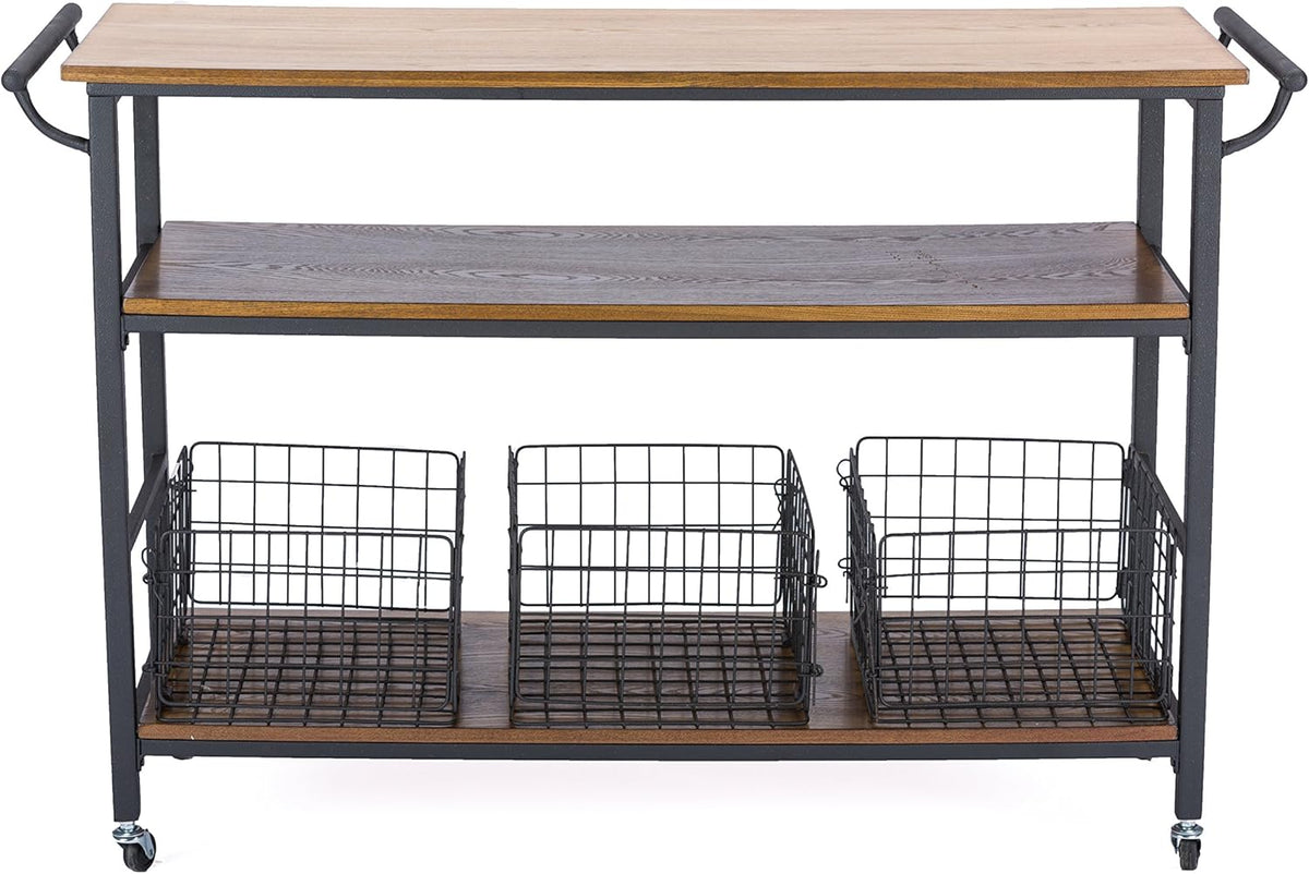 Brown Wood and Metal Kitchen Cart G40163