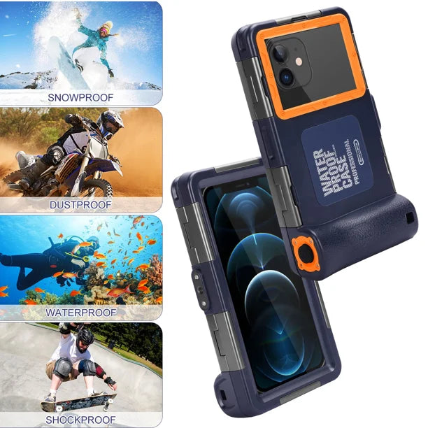 Waterproof Protective Case for Phones Up to 6.9 Inch with Lanyard X118