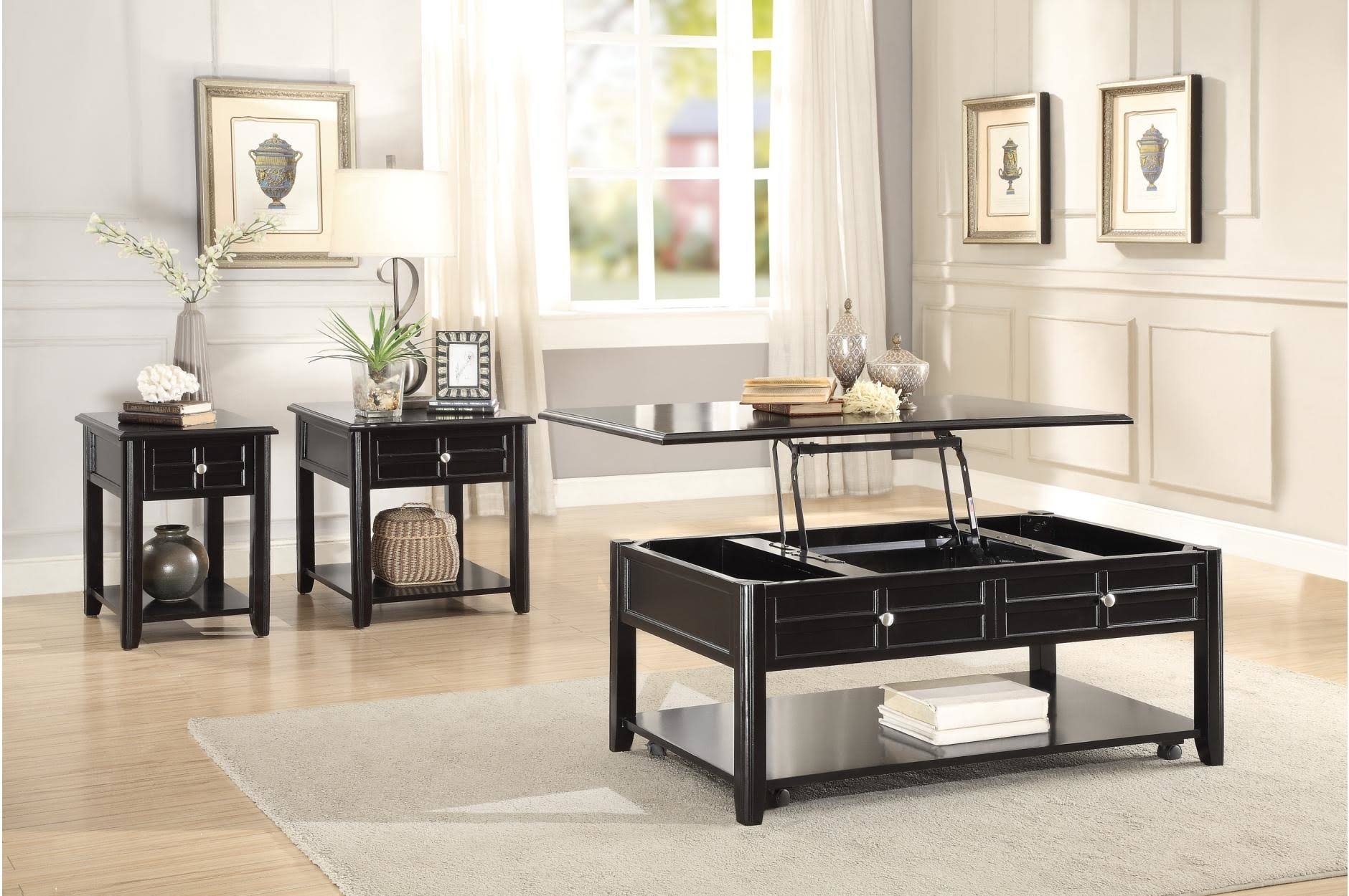 Espresso Lift Top Cocktail Table with Casters O348181