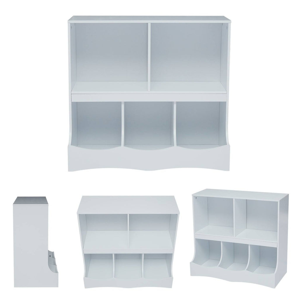 Kids Multi-Bin Storage Organizer Cabinet Bookcase with 2 Shelf and 3 Bin Cubby Unit N3334