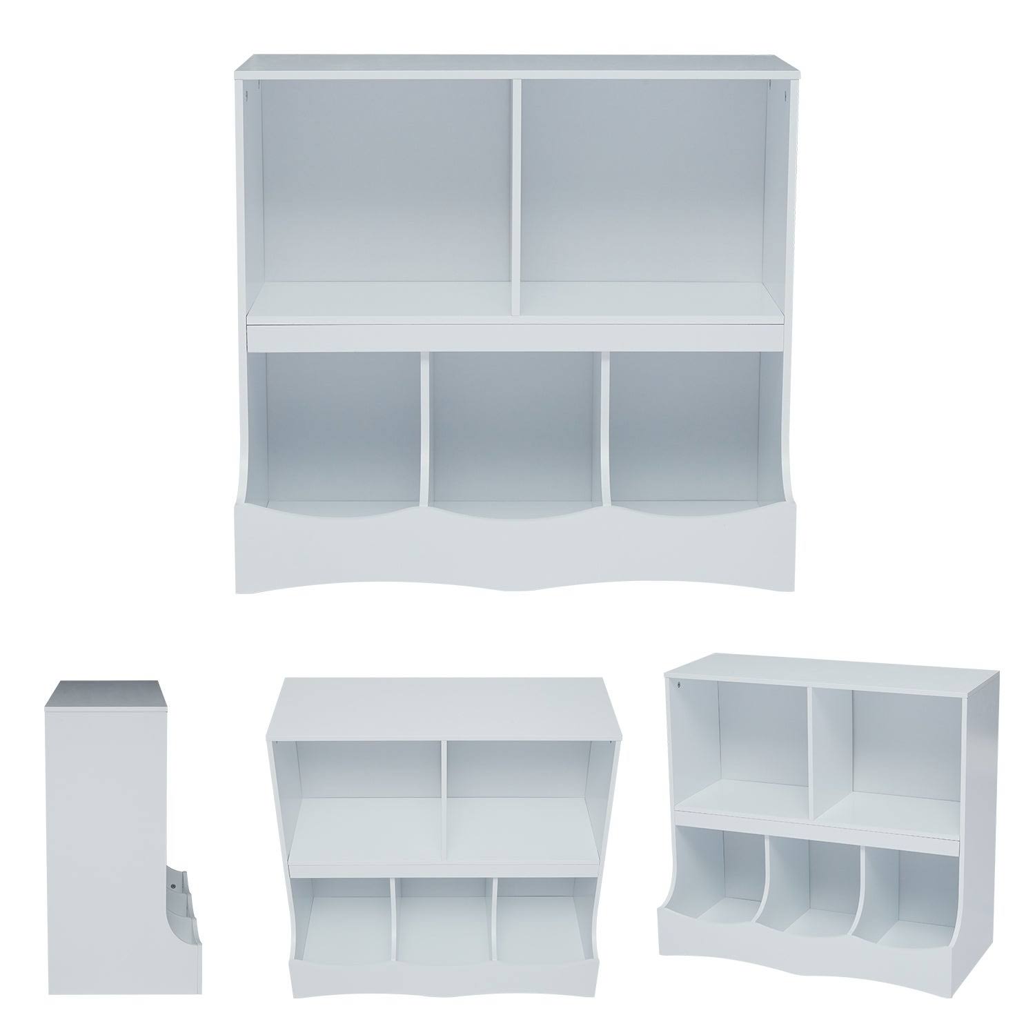 Kids Multi-Bin Storage Organizer Cabinet Bookcase with 2 Shelf and 3 Bin Cubby Unit N3334