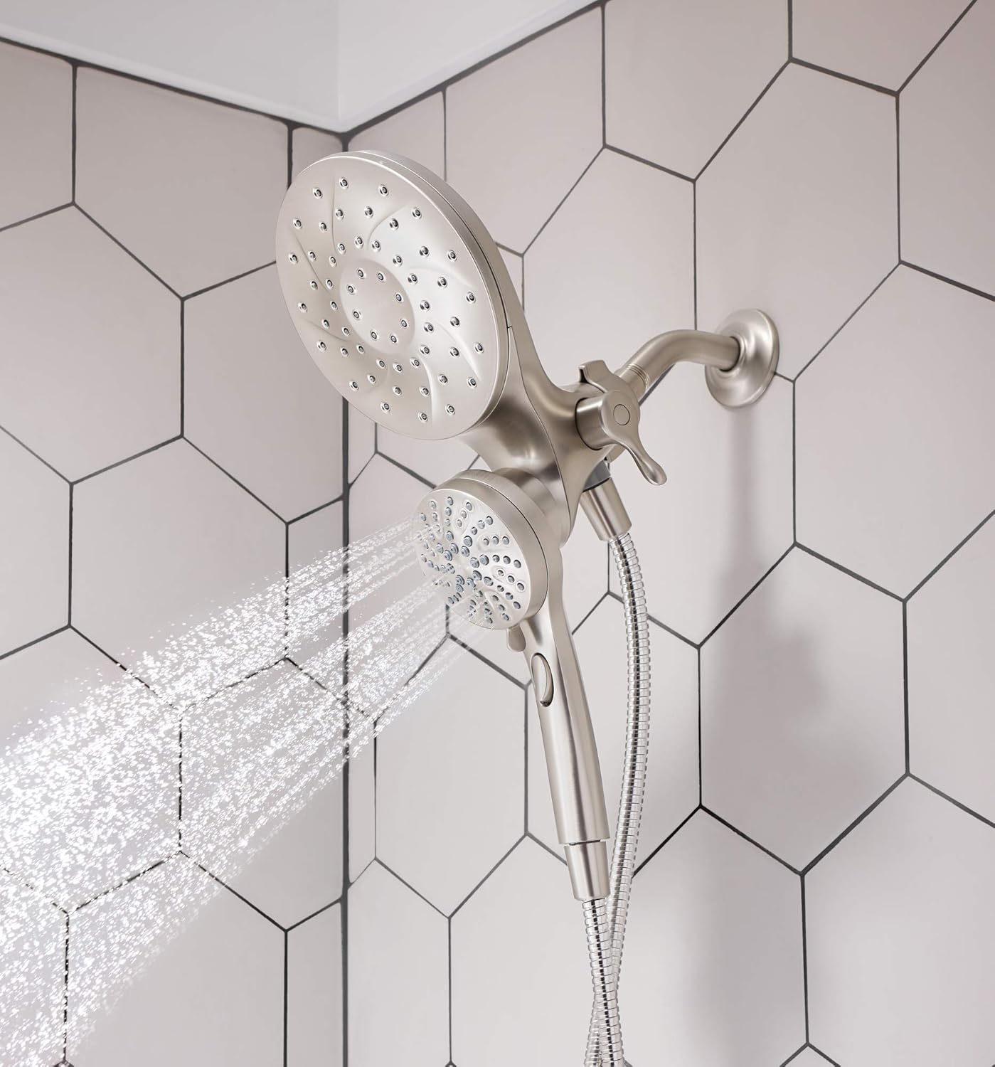 Spot Resist Brushed Nickel Handshower and Rainshower Combo F5146