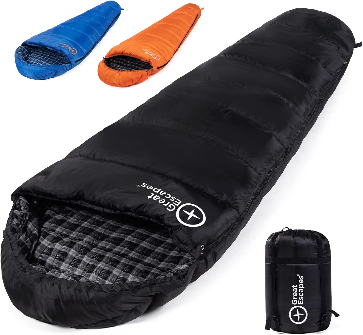 Cotton Flannel Mummy Sleeping Bag with Compression Sack D447747