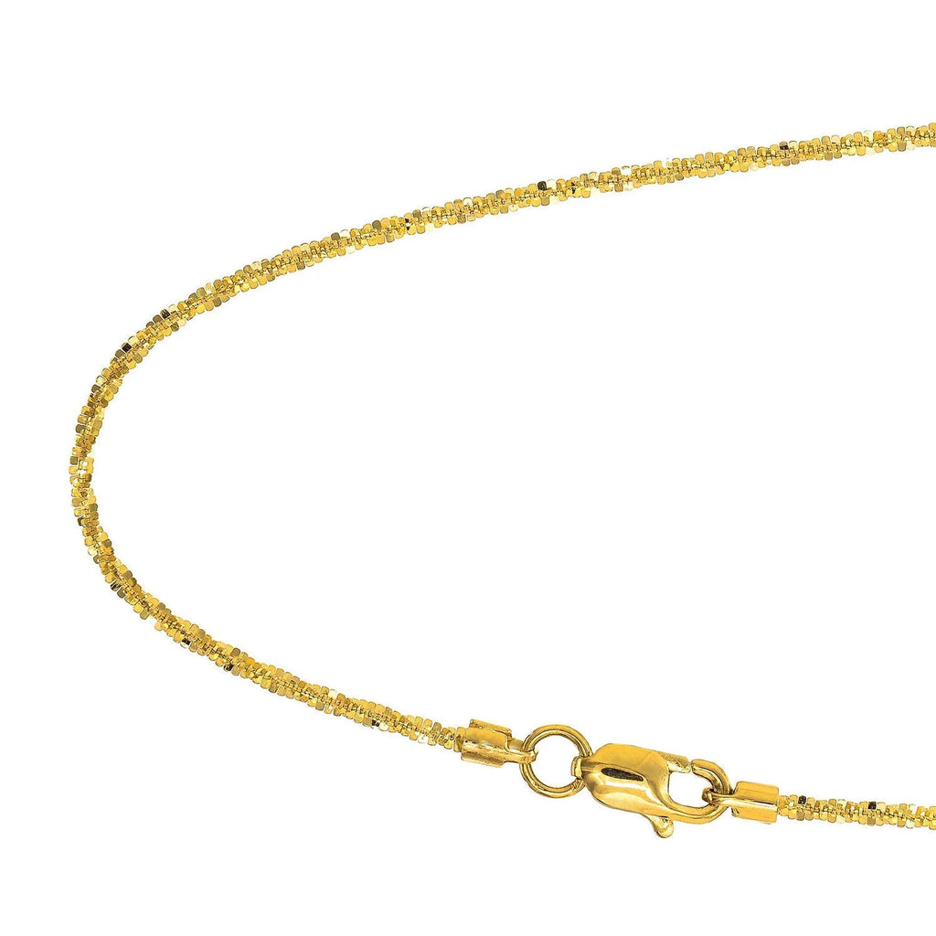 14k Solid Yellow Gold Sparkle Chain Necklace, 16 Inches T366