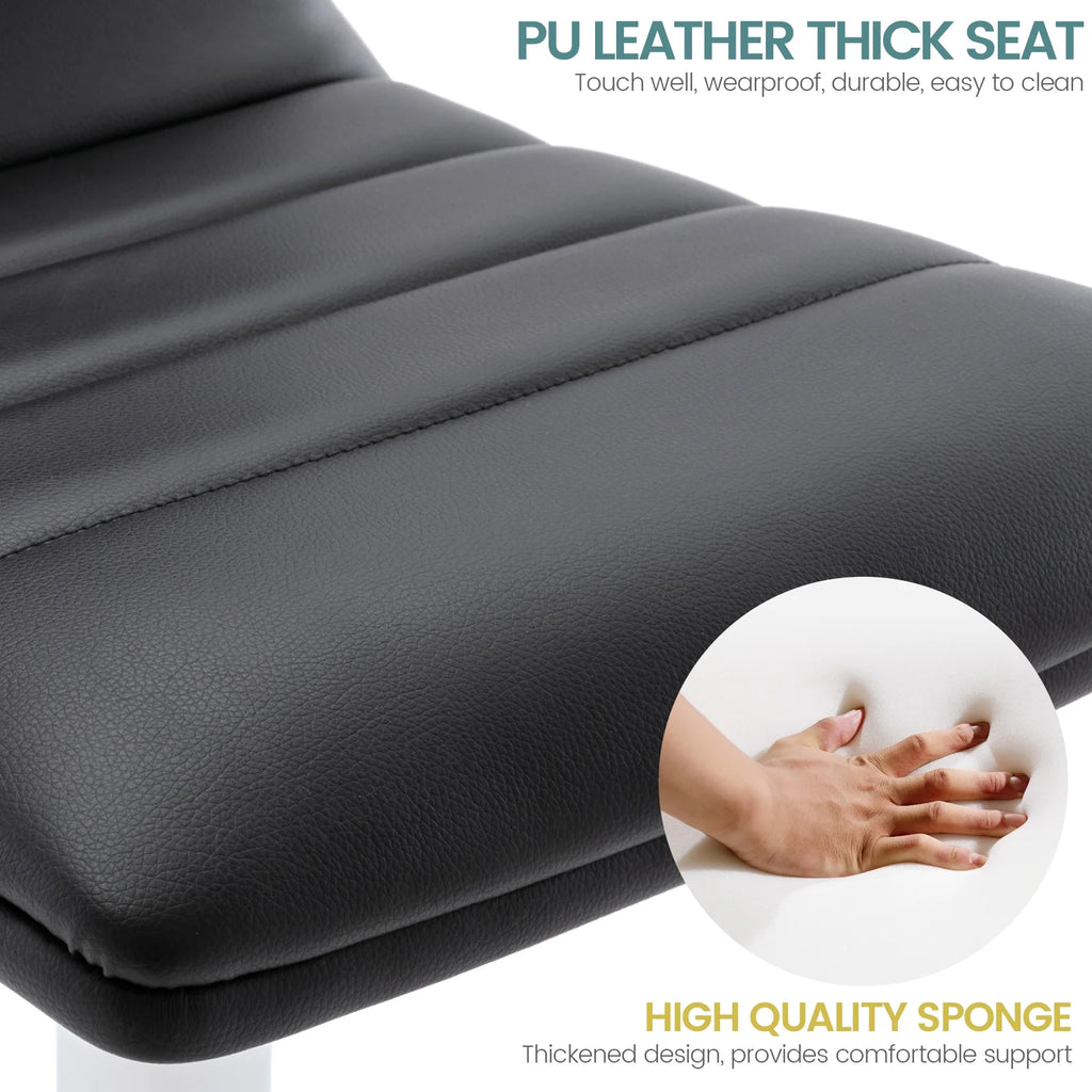 Black PU Leather Adjustable Swivel Bar Stools Set of 2 Y8549