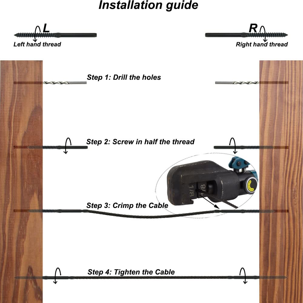 Black Cable Railing Hardware Kit, 10 Pairs T93136