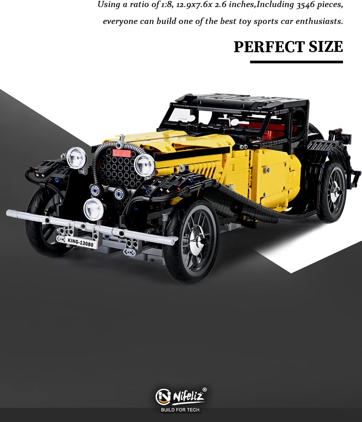 1:8 Scale Retro Sports Car Building Blocks Set (3564 Pcs) G2237