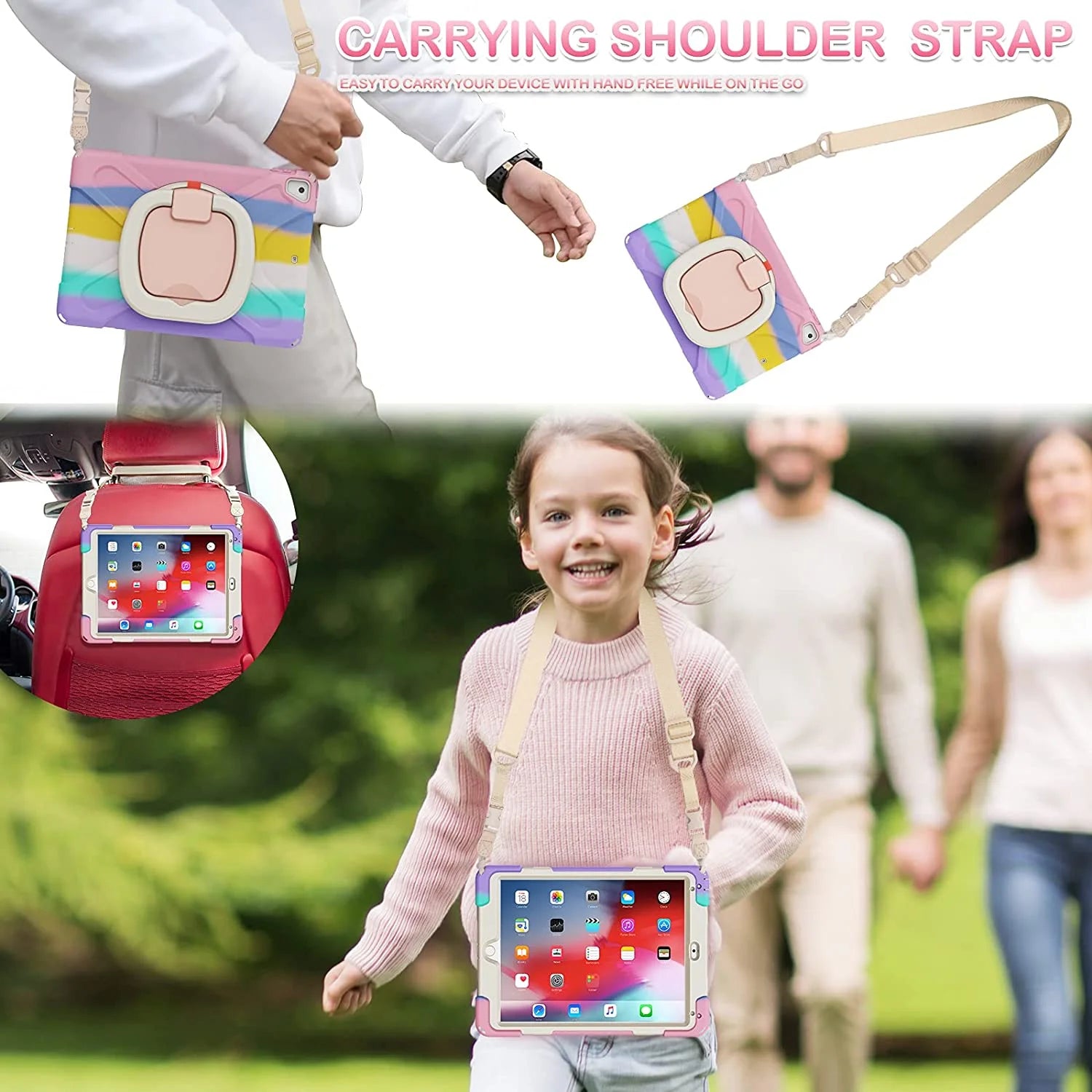 Shockproof Case with Pen Holder, Swivel Stand and Shoulder Strap H20470