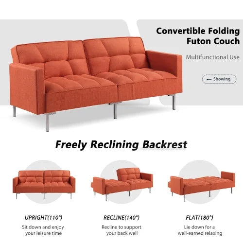 Linen Convertible Folding Futon Sofa Bed Z5464