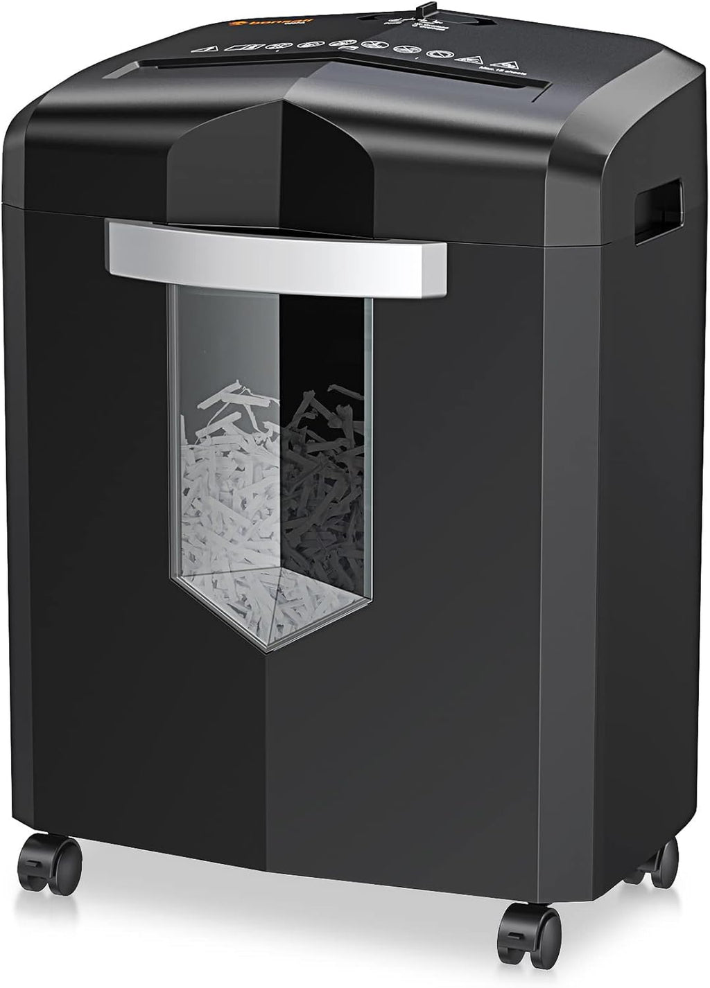 15 Sheet Cross Cut Paper Shredder with 4 Casters, 5.3 Gal Transparent Bin J377