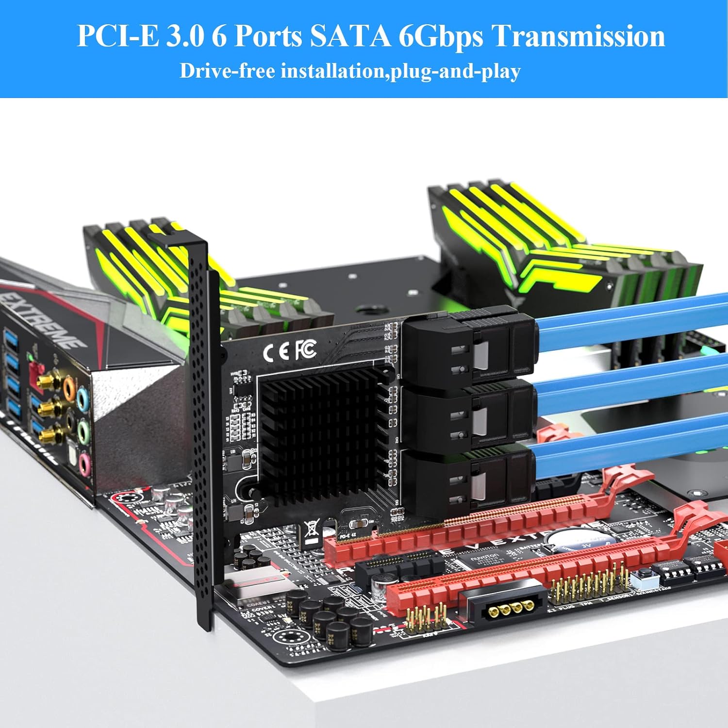 PCIe 4X SATA Card, 6 Ports, Non-Raid, SATA 3.0 B85698