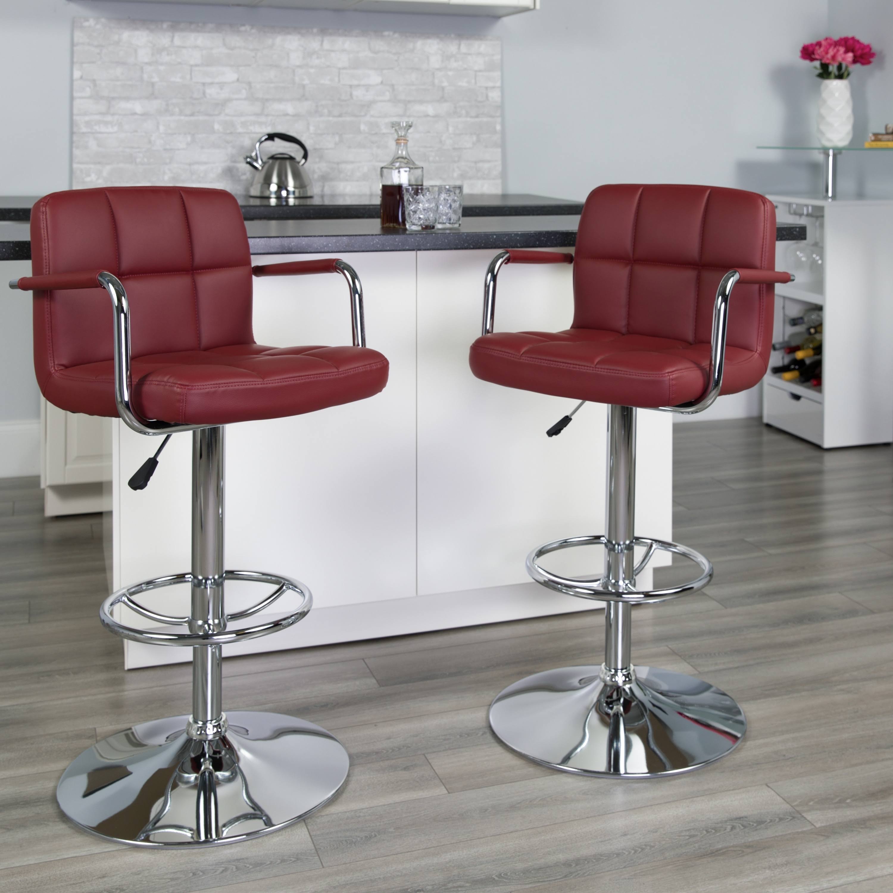 Yellow Adjustable Quilted Barstool O99237
