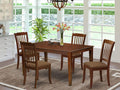 5Pc Dining Set with Rectangle Dinette Table and Four Linen Fabric Seat Chairs, Mahogany Finish Z378975