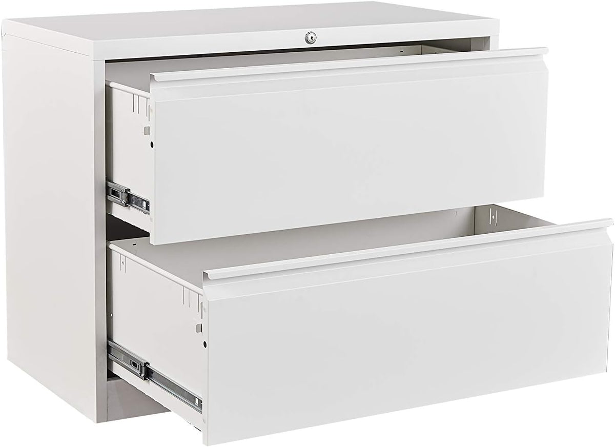 White 2 Drawer Metal Lateral File Cabinet with Lock F89190