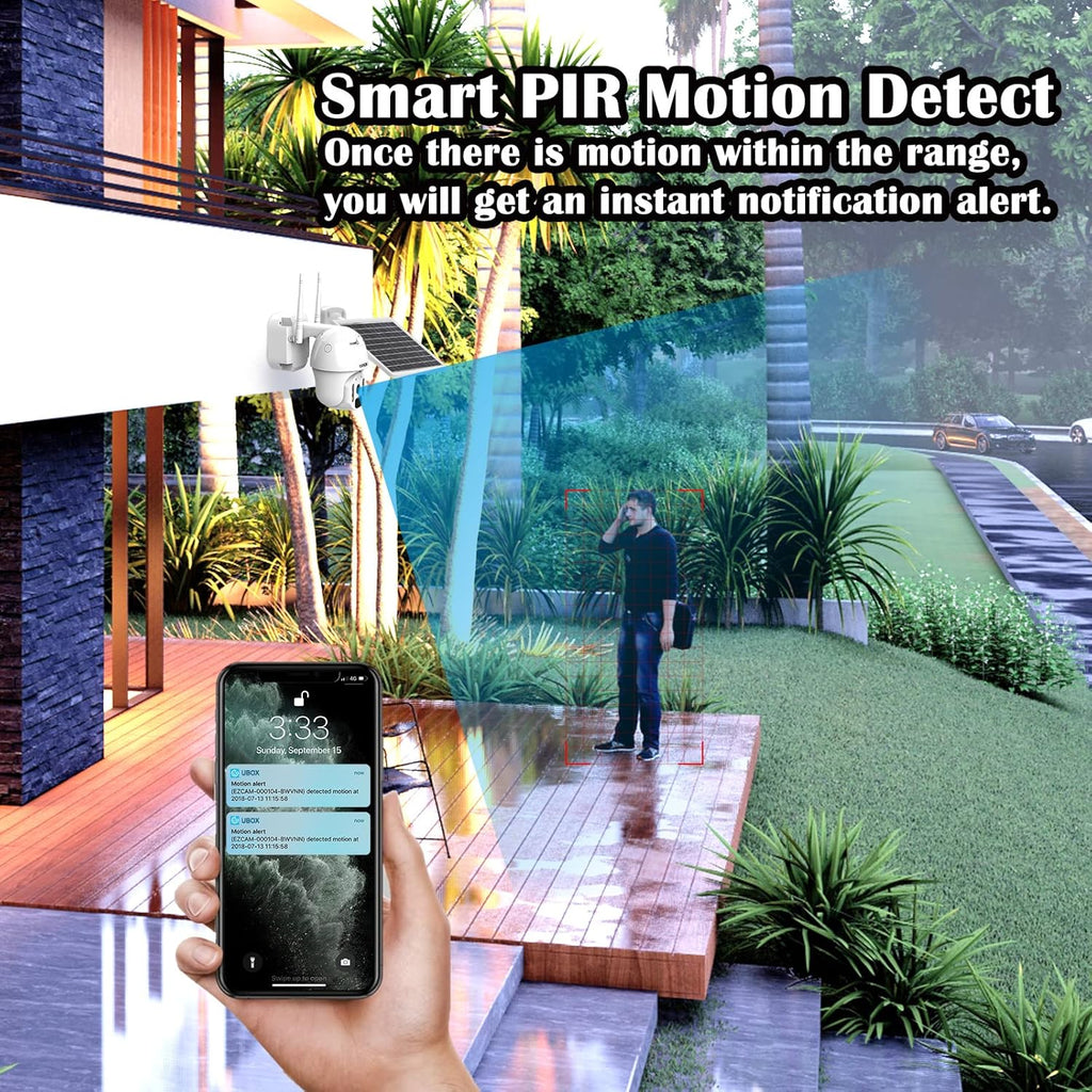 23600 Mah Solar Powered 1080P PTZ Security Camera E83617