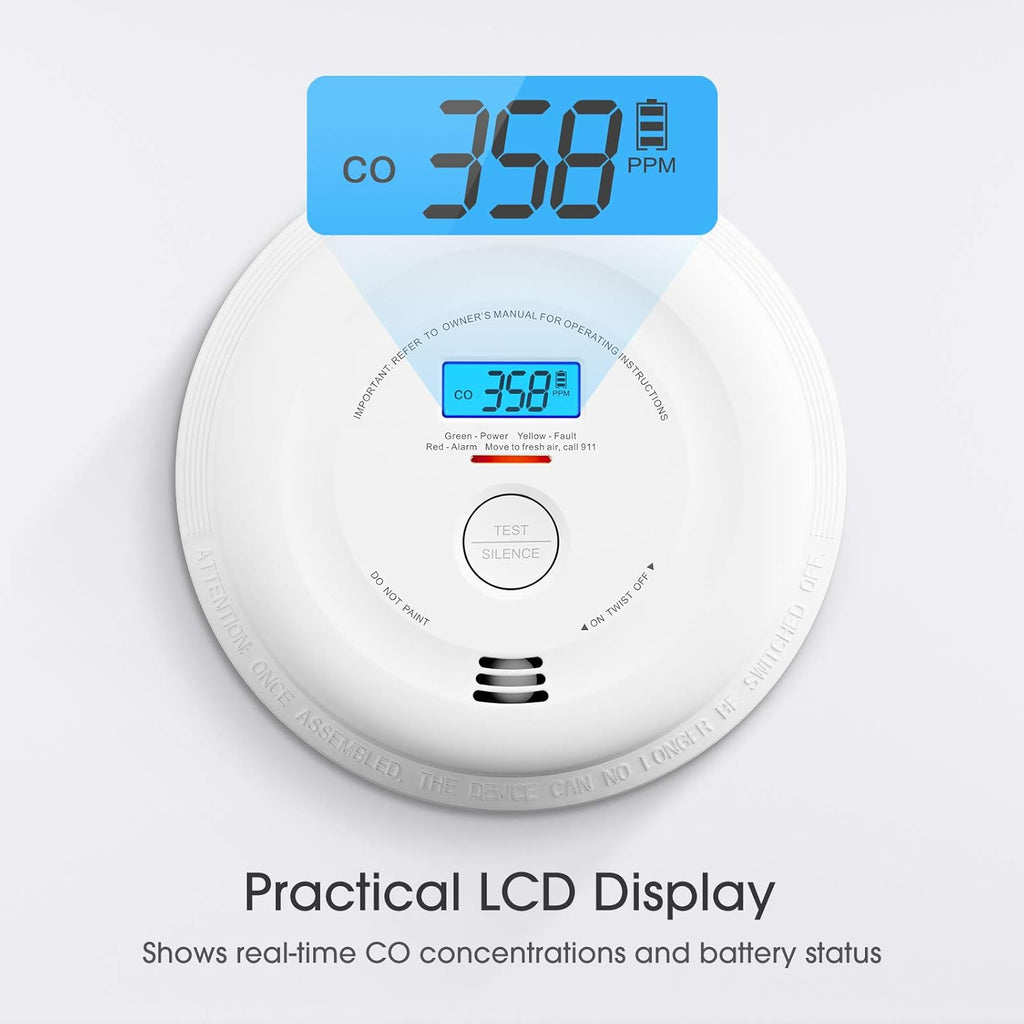 10-Year Battery Smoke and Carbon Monoxide Detector with LCD Display, Dual Sensor Alarm P468357