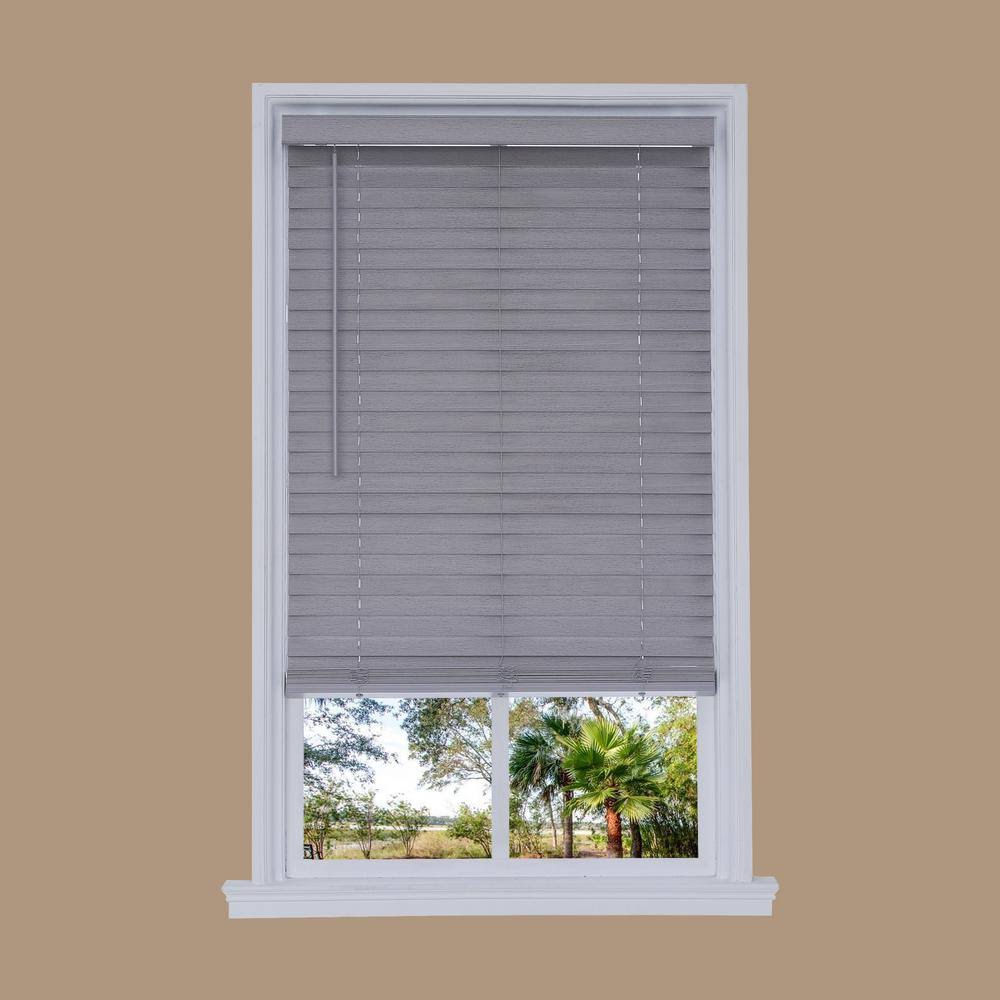 Cordless Gray Faux Wood Room Darkening Horizontal Blinds T747