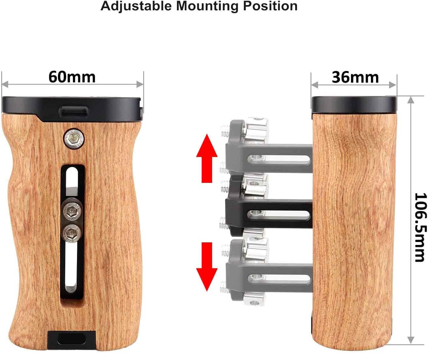 Adjustable Wooden Handle Grip with Cold Shoe Mount S6698