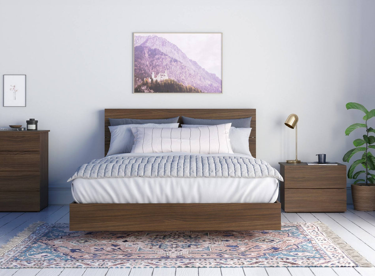 3 Piece Queen Size Walnut Bedroom Set W3977
