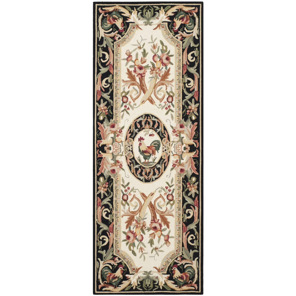 Ivory/Black Wool Novelty Area Rug S3415
