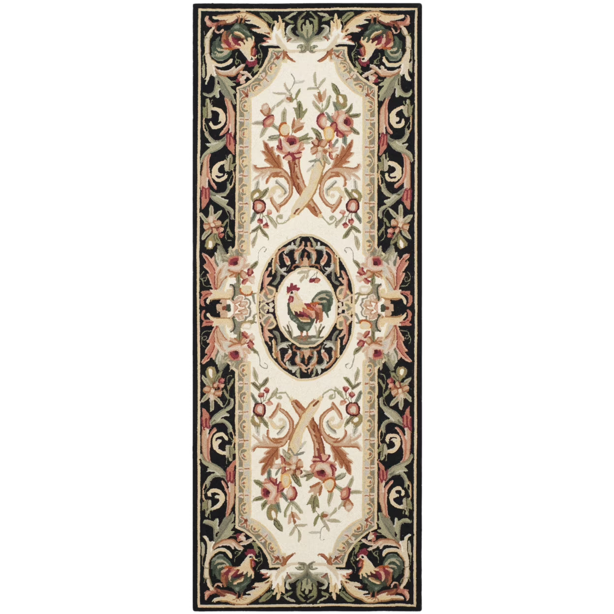 Ivory/Black Wool Novelty Area Rug S3415