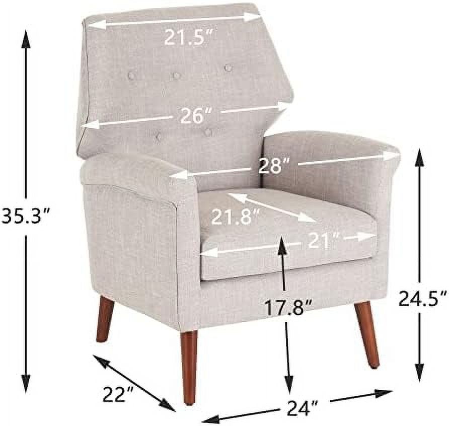 Chenille-Orange Upholstered Fabric Armchair with Wood Legs J6407