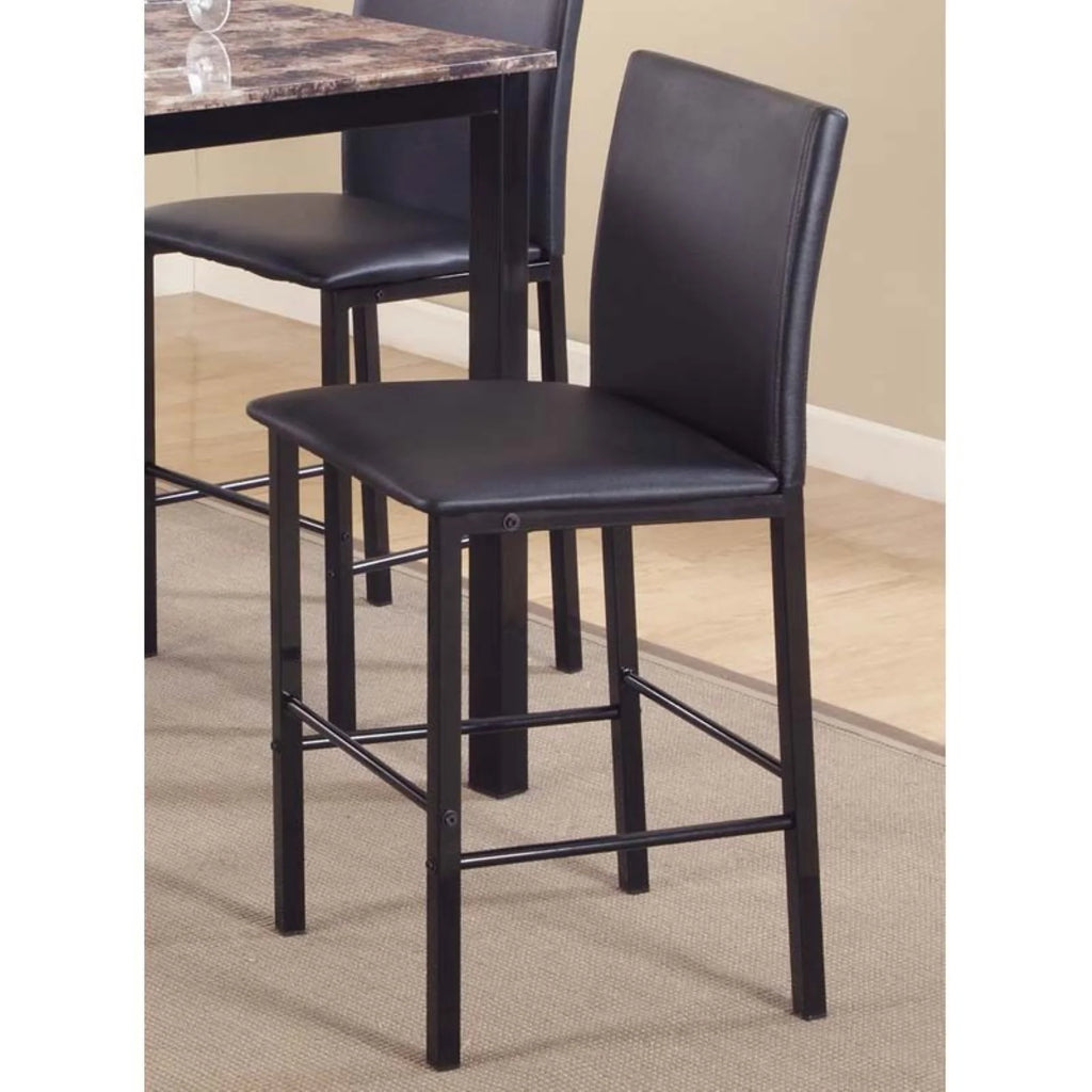 Black Counter Dining Set with Laminated Faux Marble Top S70315