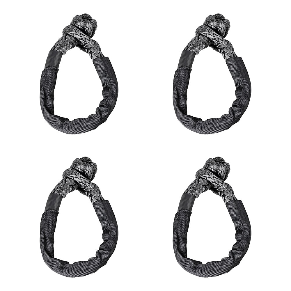 Black 1/2" Synthetic Soft Shackle Tow Straps Rope Recovery 38000 lb UHMWPE (Pack of 4) N948636
