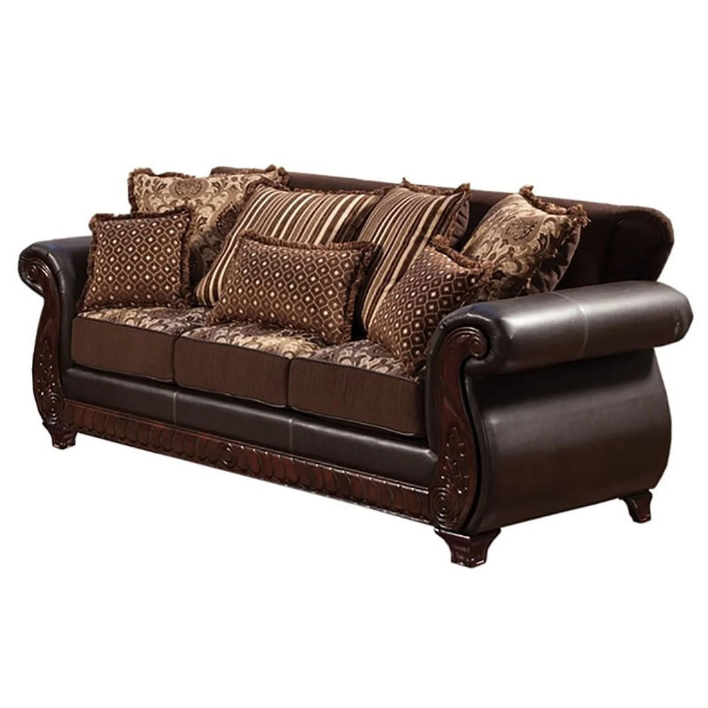 Dark Brown Faux Leather 2-Piece Sofa Set J41433
